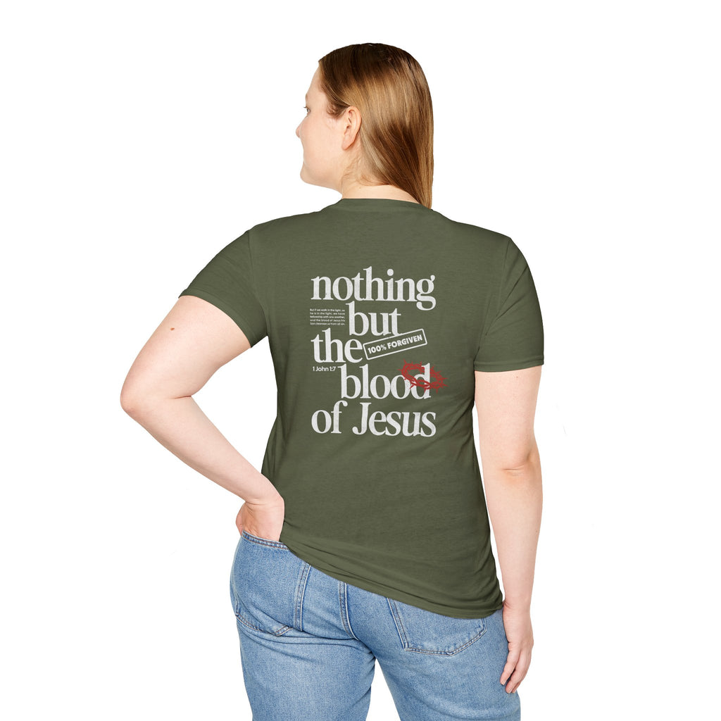 Christian T-Shirt "What Can Wash Away My Sins? — Nothing But the Blood of Jesus"