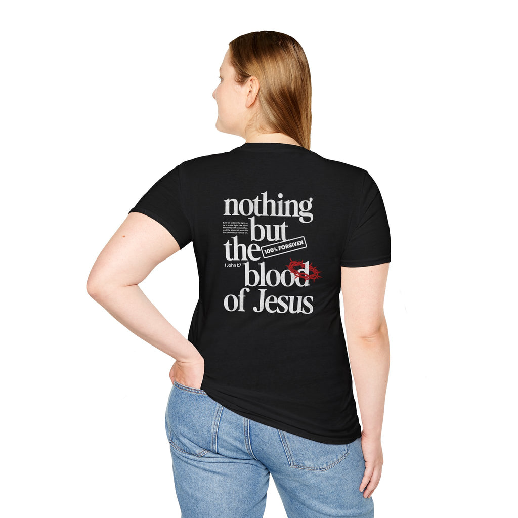Christian T-Shirt "What Can Wash Away My Sins? — Nothing But the Blood of Jesus"