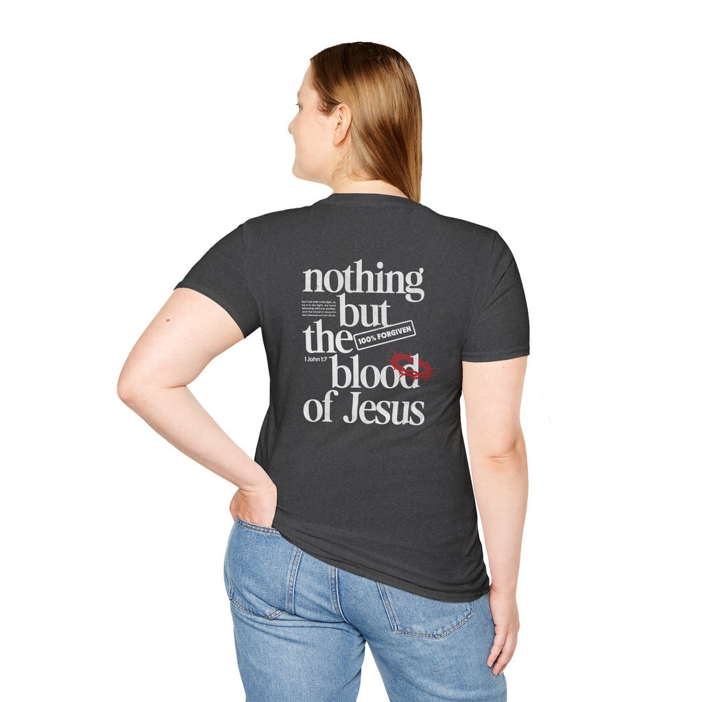 Christian T-Shirt "What Can Wash Away My Sins? — Nothing But the Blood of Jesus"