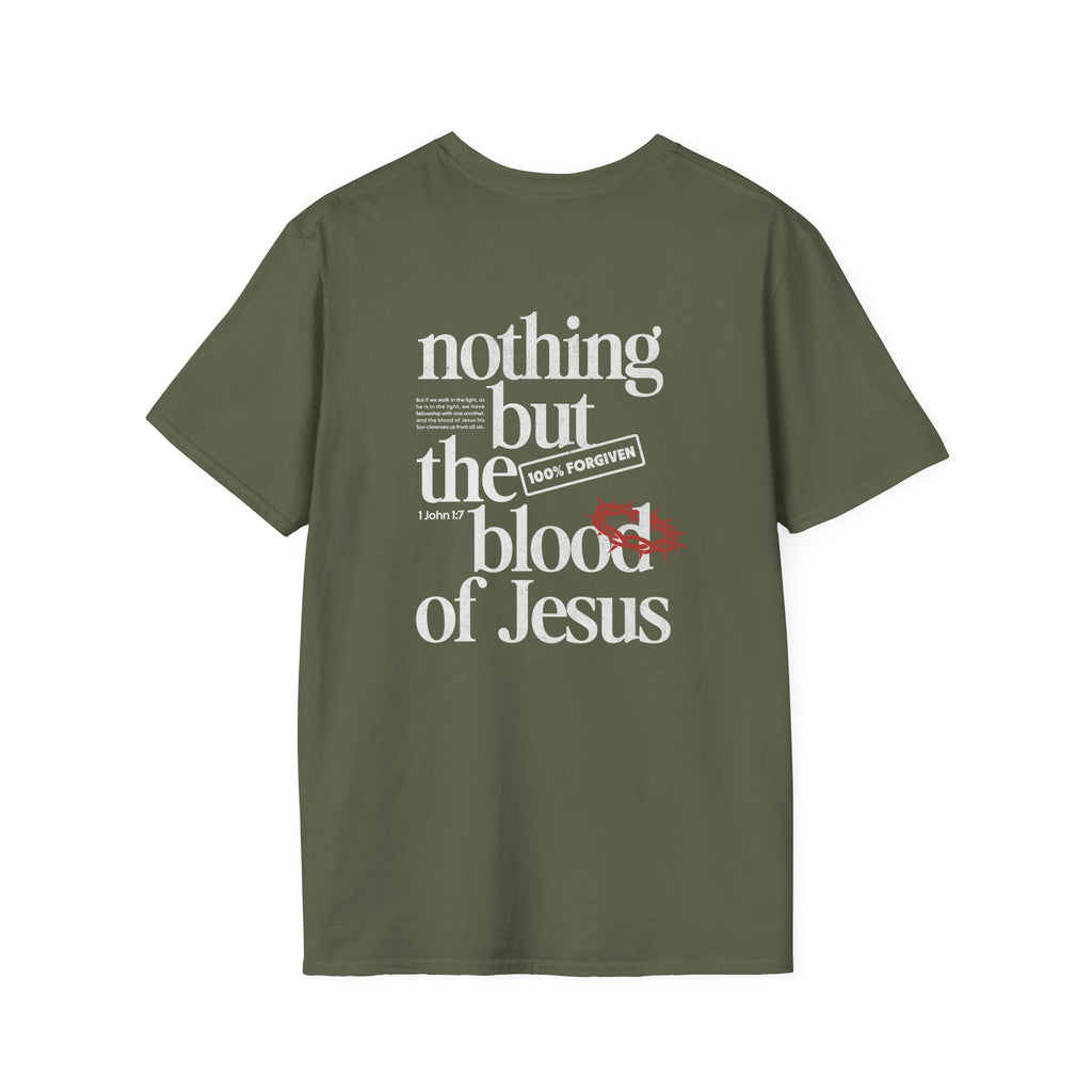 Christian T-Shirt "What Can Wash Away My Sins? — Nothing But the Blood of Jesus"