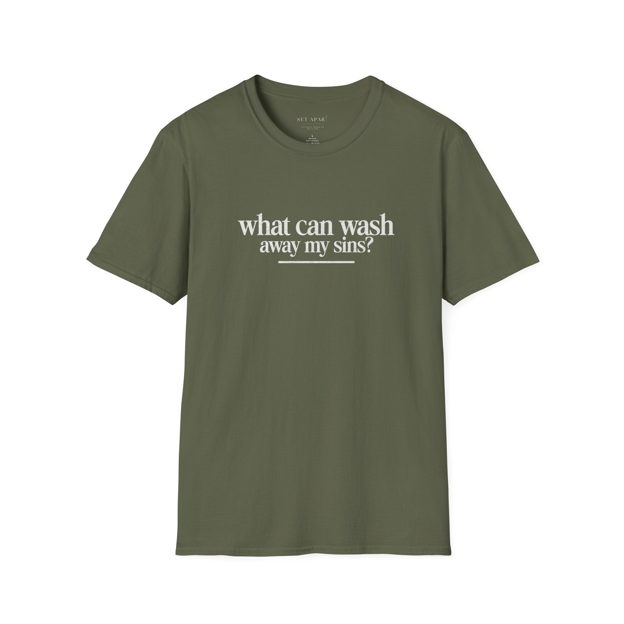 Christian T-Shirt "What Can Wash Away My Sins? — Nothing But the Blood of Jesus"