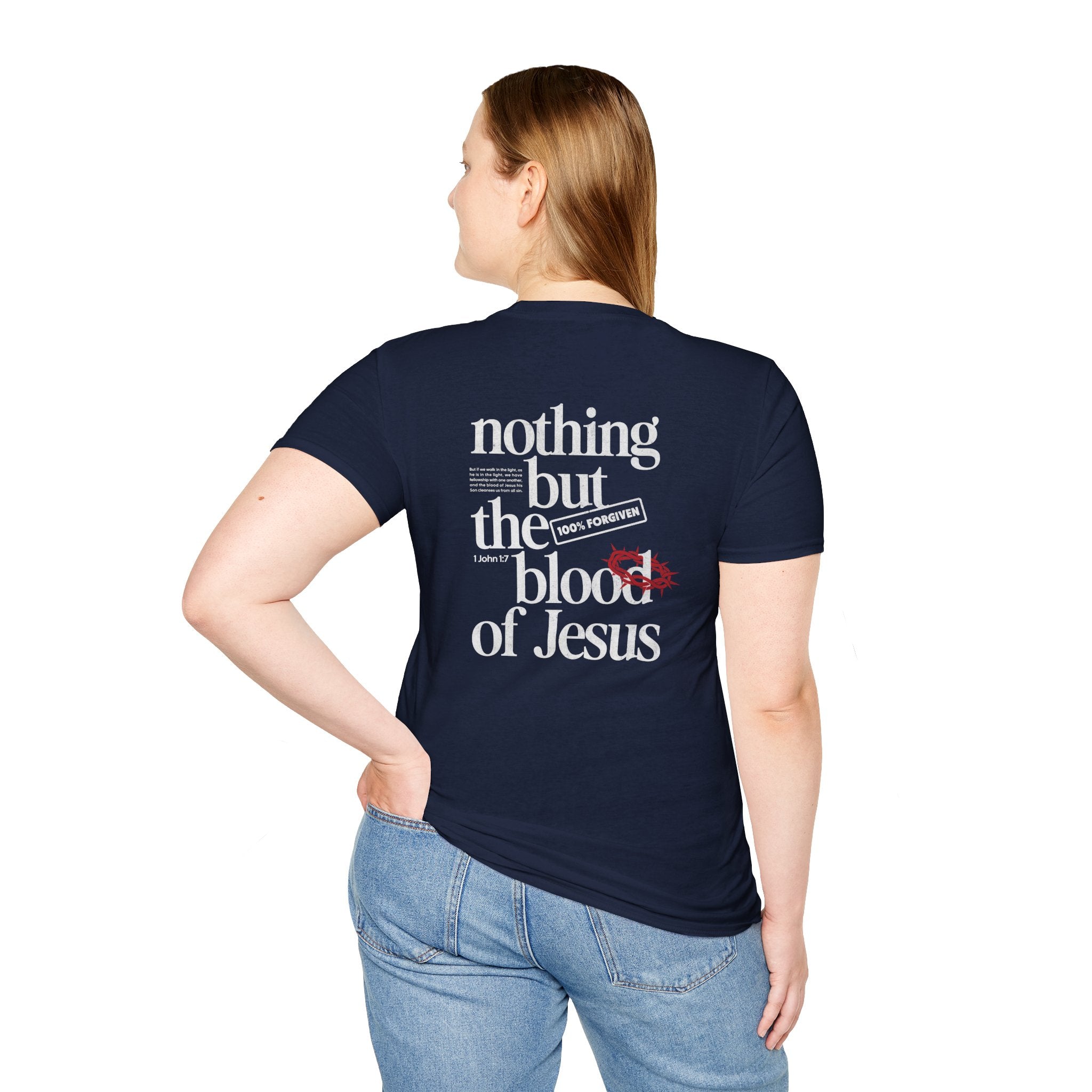 Christian T-Shirt "What Can Wash Away My Sins? — Nothing But the Blood of Jesus"